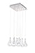 ET2 E20116-18 Larmes Modern Blown Glass Oversized Teardrops Rectangular Pendant Ceiling Lighting, 9-Light Xenon 90 Watts, 8" H x 14" W, Nickel