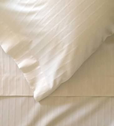 Calico Homes 1 Piece Fitted Sheet (Bottom Sheet Only) Fits Upto 15" inches Deep Pocket 1000 Thread Count Egyptian Quality Cotton Stripe Pattern (King, Ivory Stripe Damask)