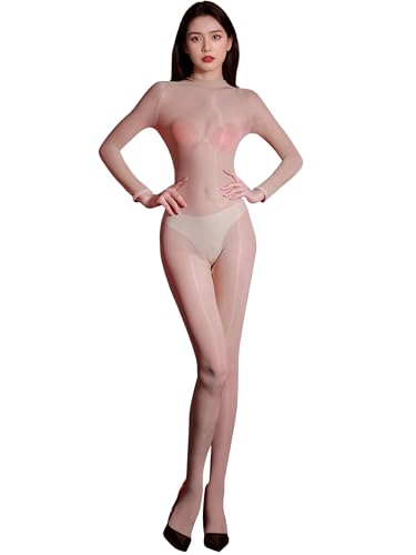Body bas de corps manches longues femme combinaison transparente soie extensible