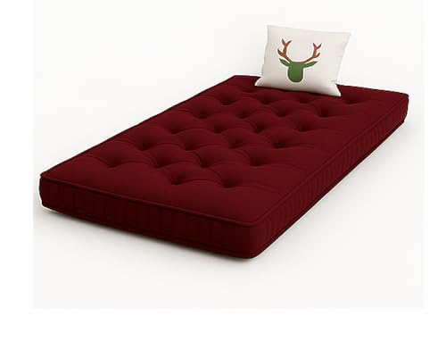 Image of ATOOTFUSION Cotton Floor Mattress, 4 inch Thick Tufted Cushion, 72 x 30 inch, Foldable, Rollable Light Weight Cotton Mattress (Maroon)