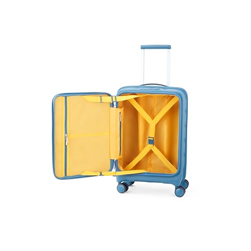 Image of American Tourister Bitbloc | Cabin Trolley Bag (55.5 cm) | 34 Ltrs | 360 8 Wheel Spinner | Hard Case | Recessed TSA Lock | 3 Years Global Warranty | Teal