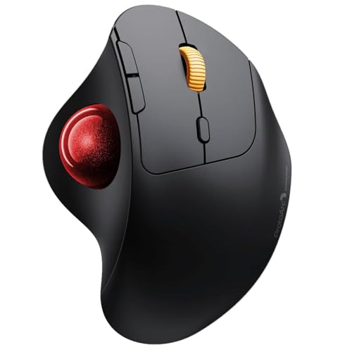 Image of ProtoArc Wireless Trackball Mouse, EM04 Ergonomic Bluetooth Rollerball Mouse Rechargeable Computer Laptop Mouse, 3 Device Connection, Compatible with PC, iPad, Mac, Windows-Cherry Ball