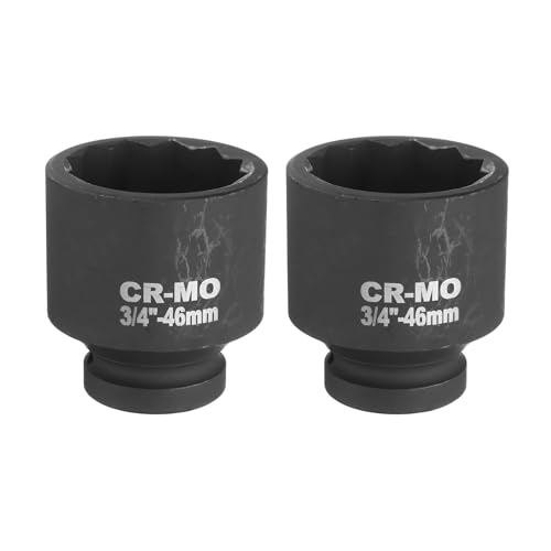 Image of sourcing map 2Pcs 3/4-Inch Drive 12 Point Impact Socket 46mm Metric Spindle Axle Nut Socket Driver Wrench for Auto Repair Easy Removal