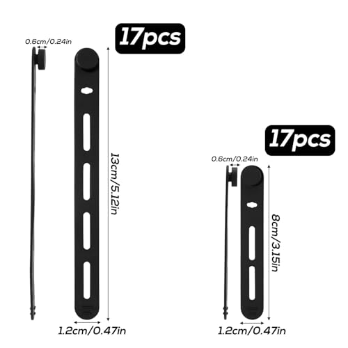34pcs Silicone Fishing Rod Straps, 2 Sizes Stretchy Reusable Waterproof Rubber Bands Belts for Pole Storage Cable Ties Flying Spinning Casting Rods (Black) - Thumbnail 2
