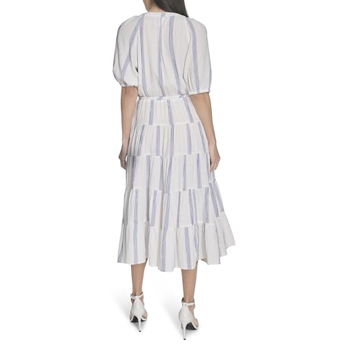 Image of Calvin Klein Puff Sleeve Commuter Tiered Maxi