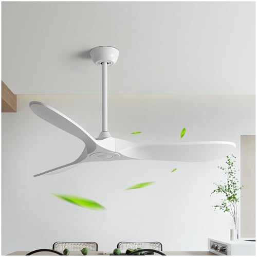 Ventilador de Techo con 6 Velocidades, Ventilador de Techo Comercial o Residencial, Instalación sencilla, 3 Aspas Aerodinámicas, para dormitorio exterior(White,42in/106cm)