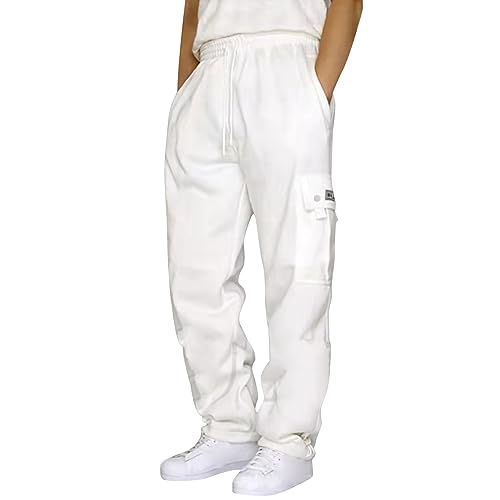 Pantalon de course pour homme de couleur unie avec poches pratiques cargo