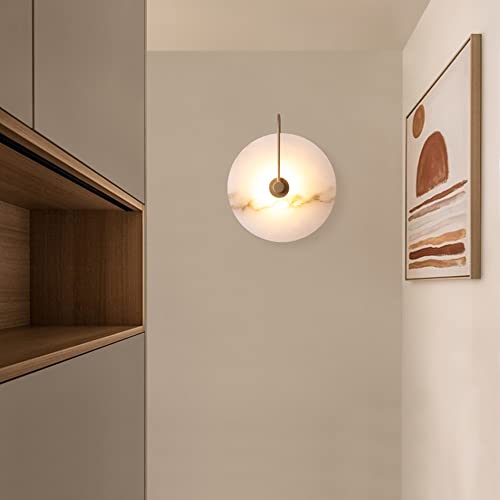 Image of Retro 5W Wall Lamp Fixture 10 inch Marble Stone Round Lampshade Bedroom Bedside Light LED SMD 2835 Wall Mounted Light Indoor Lighting Hotel Living Room Warm White 3000K Gold