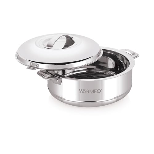 WARMEO Steam Insulated Stainless Steel Casseroles| Easy to Carry Hot Boxes for Kitchen | Hot Food, Easy to Store| Silver|3500ml