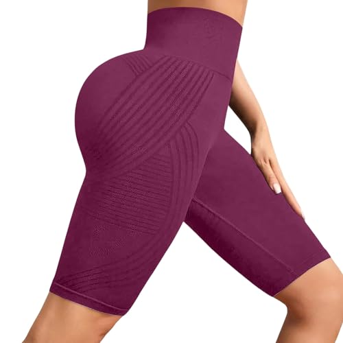 Leggings cortos para mujer, anticelulitis, Leonie y Co de compresión, deporte, yoga, corto, fitness, cintura alta, leggings sin costura, Pushup, esculpido Push-Up opaca Yoga Fitness Pantalones