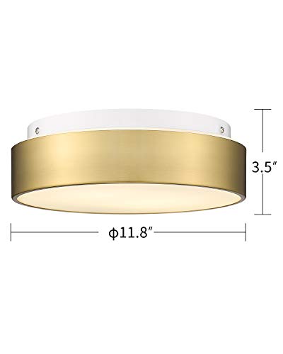 Autelo 2-Light Close To Ceiling Light Fixture, 11 Inch Frosted Glass Shade Flush Mount Ceiling Light Fixture In Antique Brass Finish, E26 Socket For Living Room Hallway Bedroom C3312 Brz #TOP5