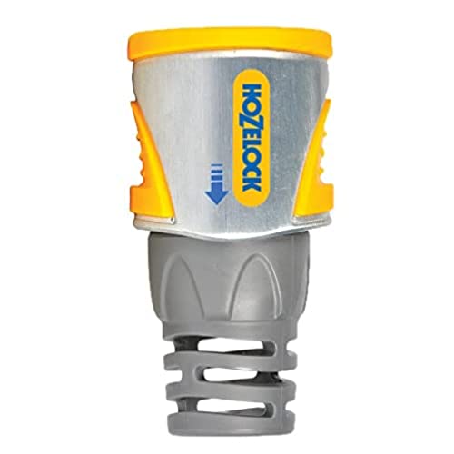 HOZELOCK - Hose Connector Pro ø 12.5mm - 15mm (1/2- 5/8) Soft Touch: Watertight, Non-slip, Good Hose Grip, Robust Metal Housing, Flexible, Tough: Silver [2030P0000]