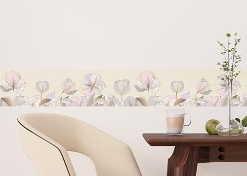 AG Design Selbstklebende Bordüre Blumen, AWB 8430 | Wasserfest Dekoration für Wände, Möbel, Tapeten, Wandverkleidungen und Türen, Folie, Mehrfarbig | Breite 500 cm x Höhe 13.8 cm