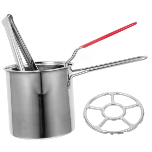 SHINEOFI 1 Juego Freidora De Acero Inoxidable Freidora Aceite Anillo Cestas Para Freír Al Aire Para Horno Cesta De Aperitivos Espumadera Para Pasta Acero Inoxidable 304 Plata