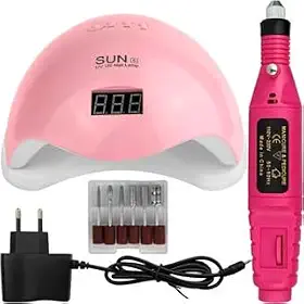 Kit Manicure Profissional com Cabine LED UV 48W, Lixadeira Elétrica e Motor Caneta para Unhas em Gel