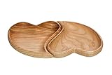  Snackschale aus Holz - Bowl Schüssel, Dekoration für Zuhause, Natürliches Material - Deko Schale in verschiedenen Formen, Obstschale aus Eschenholz (Herzen)