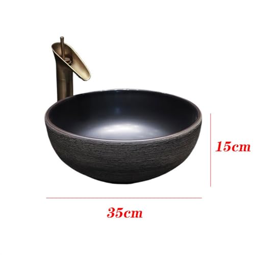 Lavabo de mano de cerámica Jingdezhen redondo con acabado antisuciedad 3