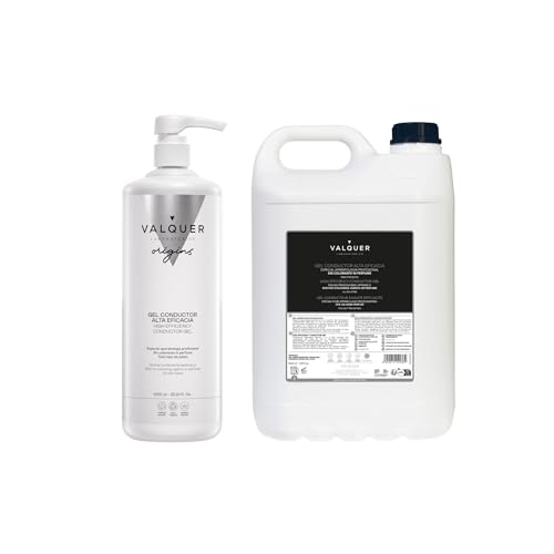 VALQUER Gel Conductor de Ultrasonidos Facial y Corporal | Uso Profesional en Radiofrecuencia, Depilación Láser, Microcorrientes, IPL y Cavitación | Base Agua, Incoloro e Inoloro | 1 L + 5 L
