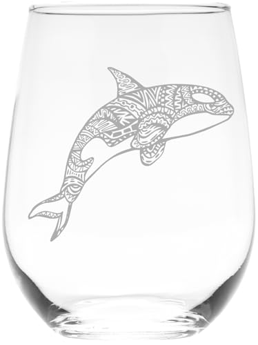 C M Orca Whale Stemless Wine Glass, 17 oz. - 1 Piece – Orca Whale Themed Gift for Men and Women