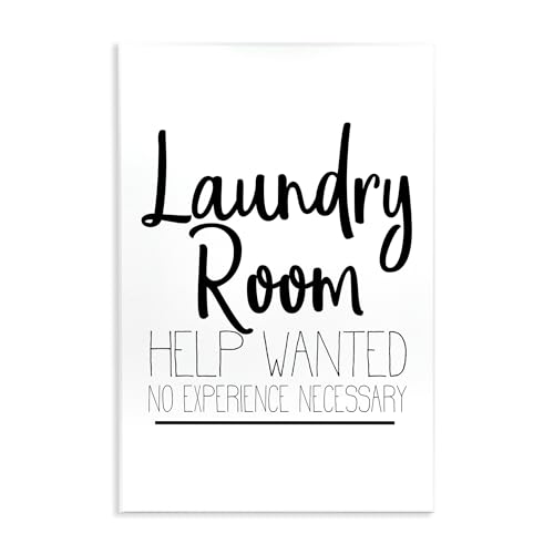 Help Wanted Laundry Room Sign, 13 x 19 Inch Mounted Print on Wall Plaque