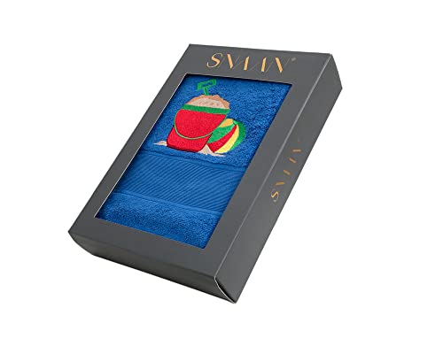 Image of SNAAN 600 GSM, Pure Combed Cotton Bucket Towel for, Kids | Ultra Soft, Super Absorbent Luxury Bath Towel with Attractive & Colourful Design for, Boys & Girls (Royal Blue)