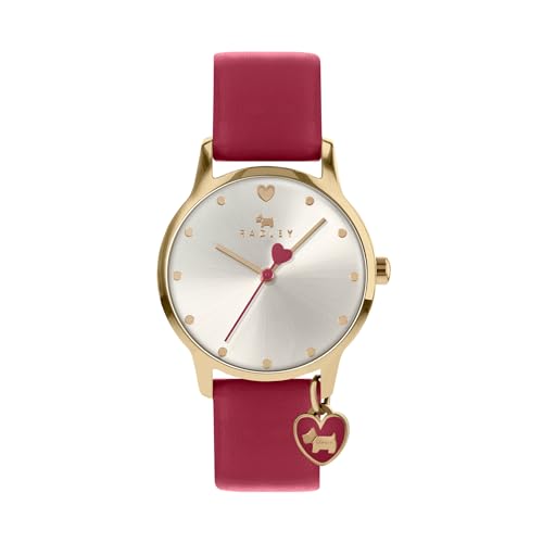 RADLEY Heart Dial Ladies Claret Leather Strap Heart Charm Watch RY2920A