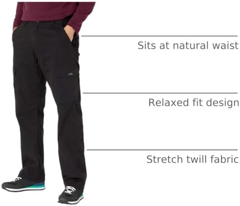 Wrangler Authentics Men's Relaxed Fit Stretch Cargo Pant, Black, 38W x 32L - 3