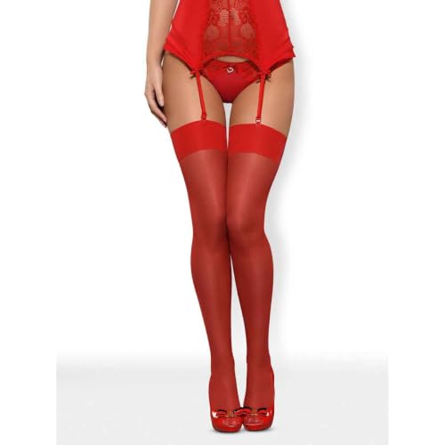 Obsessive S800 Calze Autoreggenti Red L/XL
