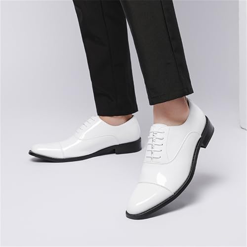 Men's Patent Leather Oxfords Casual Shoes Dress Formal Leather Cap Toe Derby Shoes Lace Up Walking Fashion Low-top Leather Shoes for Wedding Prom Business4