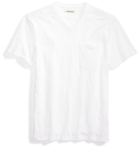 Amazon Brand - Goodthreads Men's Lightweight Slub V-Neck Pocket T-Shirt, Bright White, X-Large