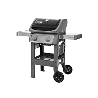 Weber Spirit II E-210 GBS Barbecue a Gas, 2 Bruciatori, Griglia di Cottura 51 x 46 cm, Termometro sul Coperchio, Ripiano Laterale Sinistro Laterali Ripiegabile, 4 Ruote, Nero/Grigio