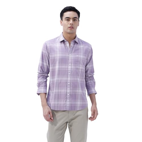 Image of BASICS 100% Cotton Checked Shirt for Men | Slim Fit | Everyday Smart Casual Wear | Full Sleeve