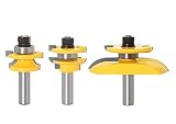 DBoyun 3Pcs 1/2'' Shank Round Over Rail and Stile with Cove Panel Raiser Router Bit Sets Milling Cut