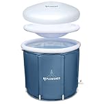 Replenished Portable Ice Bath Grey with Dome Lid,Ice Bath Tub for Cold Water Therapy, and Athletes, 370 Litre Cold Plunge Tub with Thermo Lid, Protective Cover and Thermometer