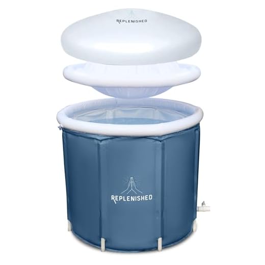 Replenished Portable Ice Bath Grey with Dome Lid, Ice Bath Tub for Cold Water Therapy