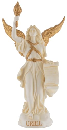 Ange de la sagesse miniature Archange Uriel - En pierre artificielle peinte à la main avec de la peinture dorée - Collection Veronese - 708-78194
