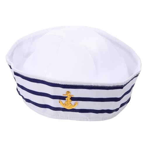 Homoyoyo Captain Hat for Boys and Girls Police Cap White Sailor Hat Buckle Party Accessory