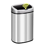 13 Gallon Kitchen Touch Free Automatic Stainless Steel Electronic Touchless Motion Sensor Automatic Trash Can with Lid Home Bathroom Office Restroom Brushed Large Dustbin,50L