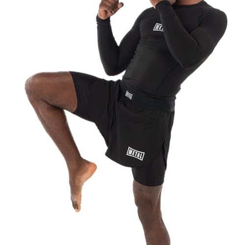 Fight Short MMA 2en1 Homme short compression intégré combat libre grappling METAL BOXE