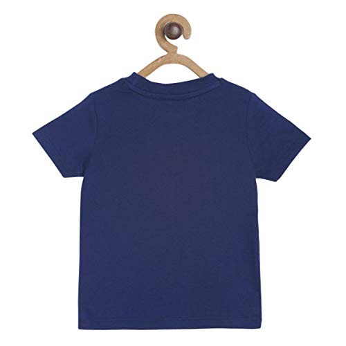 Image of miniklub Boys Navy Blue Printed Round Neck Pure Cotton T-Shirt