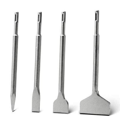 Kirphealy 4pcs SDS Plus Chisels SDS Plus Compatible 40CR Steel Masonry Chisel Set Tile Removal Wall Chasing Floor Scraping