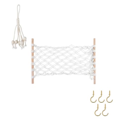 KICHOUSE Hamaca Vegetal Accesorios de Montaje Estilo Bohemio de Algodón y Madera para Frutas y Verduras Adecuado para Cocina y del Hogar