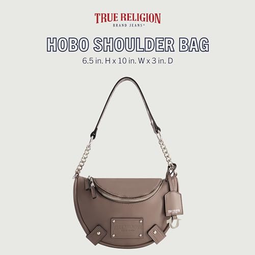 Image of True Religion Women's Shoulder Bag Purse, Faux Suede Hobo Handbag with Chain Handle