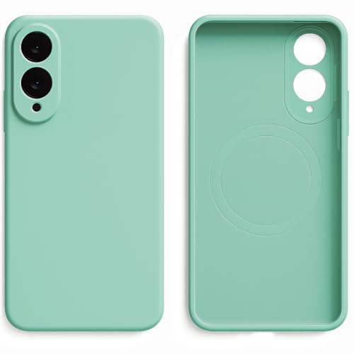 Image of Magnetic Liquid Silicone with N52 Super Magnets Case Cover Compatible with Magsafe for Samsung Galaxy S25 Edge 5G (Liquid Sea Green)