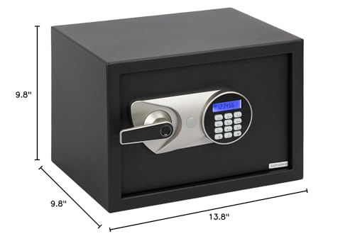 BlackSmith Home Biometric Safe 1.0 Cub - Fingerprint Recognition Box With Keys, Keypad Lock, LCD Display, Dual Alarm System - Wall Mount Cabinet for Jewelry and Valuables, Black thumbnail 9