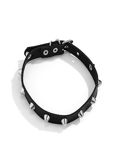 Image of Aaishwarya Black Faux Leather Metal Spike Choker Necklace for Women & Girls | Stylish Party Statement Jewelry