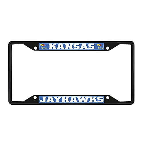 FANMATS 31256 Kansas Jayhawks Metal License Plate Frame Black Finish