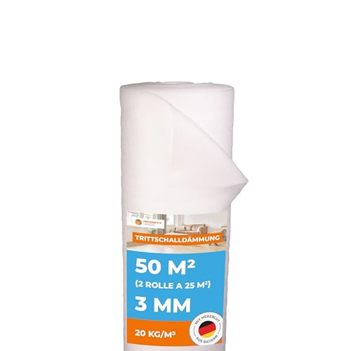 Trittschalldämmung 3mm Profi Basic 50m² | 2 Rollen als Laminat- und Parkettunterlage zur Wärmedämmung | PE-Schaumfolie | Fußbodenheizung geeignet | verbessert die Wärmeisolierung