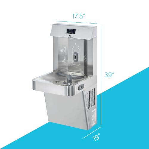 Image of Avalon Wall Mounted Water Fountain with Bottle Filling Station, High Capacity Cooling, Sensor Dispensing, Self Cleaning, Digital Bottle Counter Display, Dual Filtration, ADA Compliant