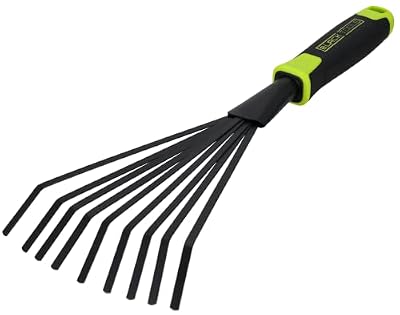 Black Tools® Garden - Escoba para Abanico de Hojas, Mango Antideslizante, Resistente a la corrosión, Longitud 40 cm, jardín, Cubo, jardineras de balcón, Camas